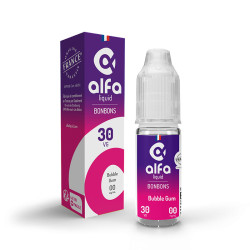 Flacon de 10 ml d'e-liquide Bubble Gum de la gamme Alfaliquid Original