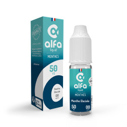 Flacon de 10 ml d'e-liquide Menthe Glaciale de la gamme Alfaliquid 50/50