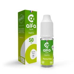 Flacon de 10 ml d'e-liquide Pomme Poire de la gamme Alfaliquid 50/50