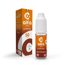 Flacon de 10 ml d'e-liquide Nuts & Custard de la gamme Alfaliquid 50/50