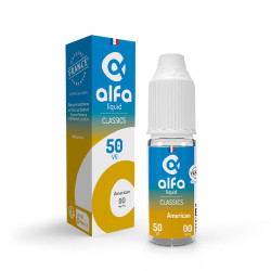 Flacon de 10 ml d'e-liquide American de la gamme Alfaliquid 50/50