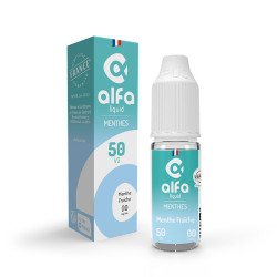 Flacon de 10 ml d'e-liquide Menthe Fraîche de la gamme Alfaliquid 50/50