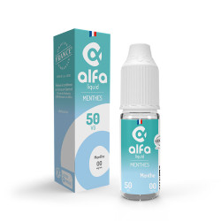 Flacon de 10 ml d'e-liquide Menthe de la gamme Alfaliquid 50/50