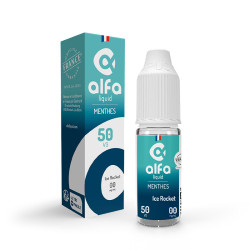 Flacon de 10 ml d'e-liquide Ice Rocket de la gamme Alfaliquid 50/50