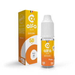 Flacon de 10 ml d'e-liquide Pêche de la gamme Alfaliquid 50/50