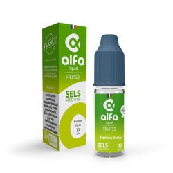 Flacon de 10 ml d'e-liquide Pomme Verte aux sels de nicotine Alfaliquid
