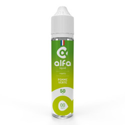 Flacon de 50 ml d'e-liquide Pomme Verte de la gamme Alfaliquid Shake and Vape