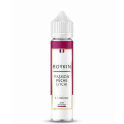 Flacon de 50 ml d'e-liquide Passion Pêche Litchi de la marque Roykin