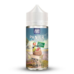 Flacon de 100 ml d'e-liquide Fraise Cassis et Poire de la gamme Panier du Marché