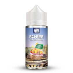 Flacon de 100 ml d'e-liquide Orange Abricot et Citron de la gamme Panier du Marché