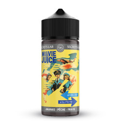 Flacon de 100 ml d'e-liquide Arrête moi si tu Pêche de la gamme Movie Juice