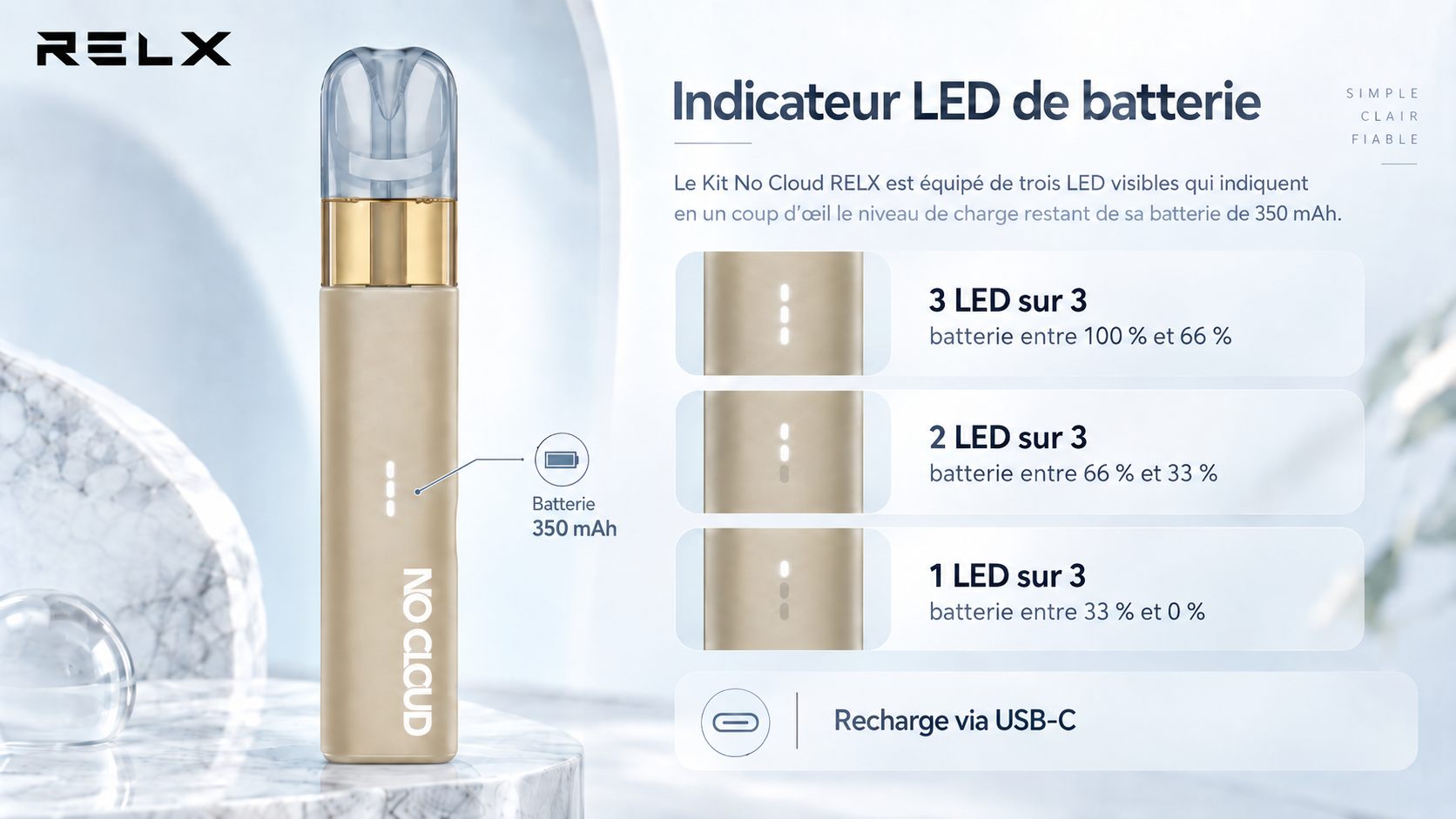 RELX No Cloud - batterie