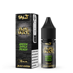 Flacon de 10 ml d'e-liquide Green Apple Peach de la gamme Black Edition Vape Sauce